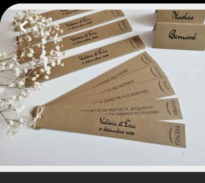Impression des menus - 1 par pers ou table - 1