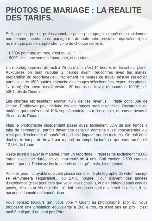 Photographe de mariage: La réalité des tarifs