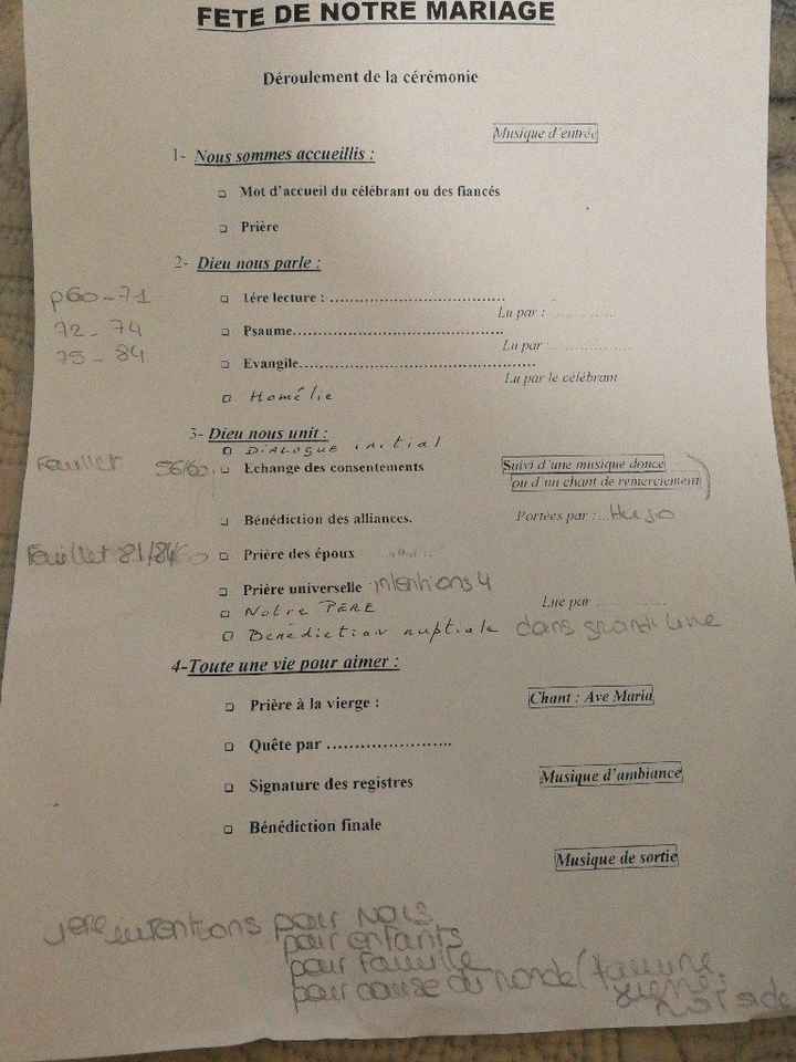 Feuillets distribués à l'église - 1