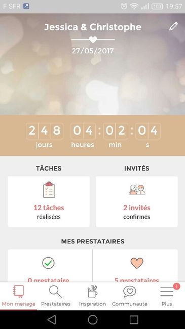 Ecrivez le nombre de jours qu'il reste avant votre mariage - 1