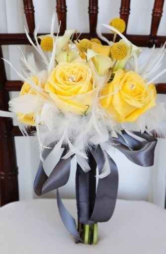 Bouquet mariée gris et jaune