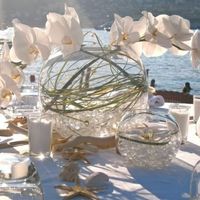 centre de table avec orchidée dans vase boule