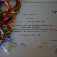 Notre certificat de mariage donné à la fin de la cérémonie laïque :)