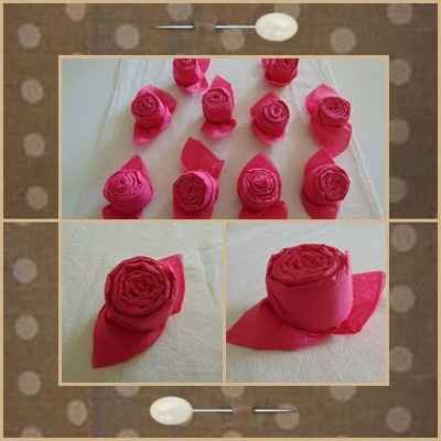 Pliage serviettes rose 