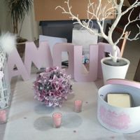 1er Essai déco mariage blanc ,rose pale et gris argent!!