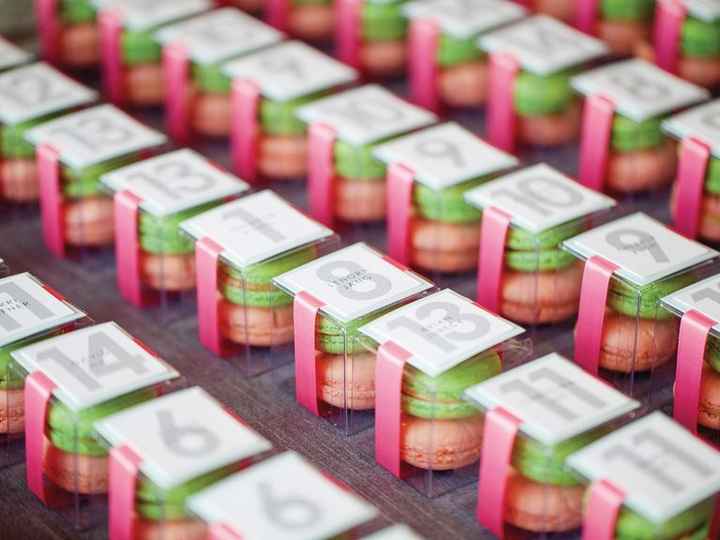 Macarons cadeau invité + escort card