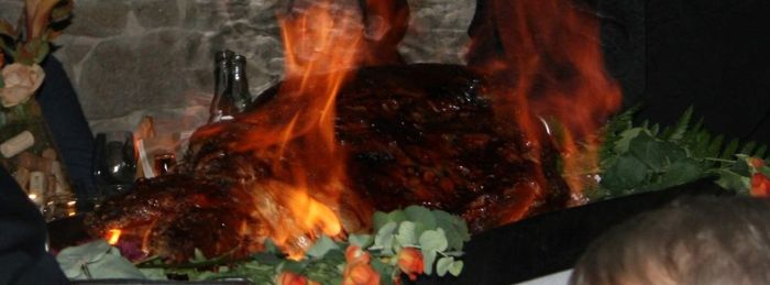 Le plat : le cuisseau de veau flambé. Le repas était délicieux du vin d'honneur aux mignardises. Le 