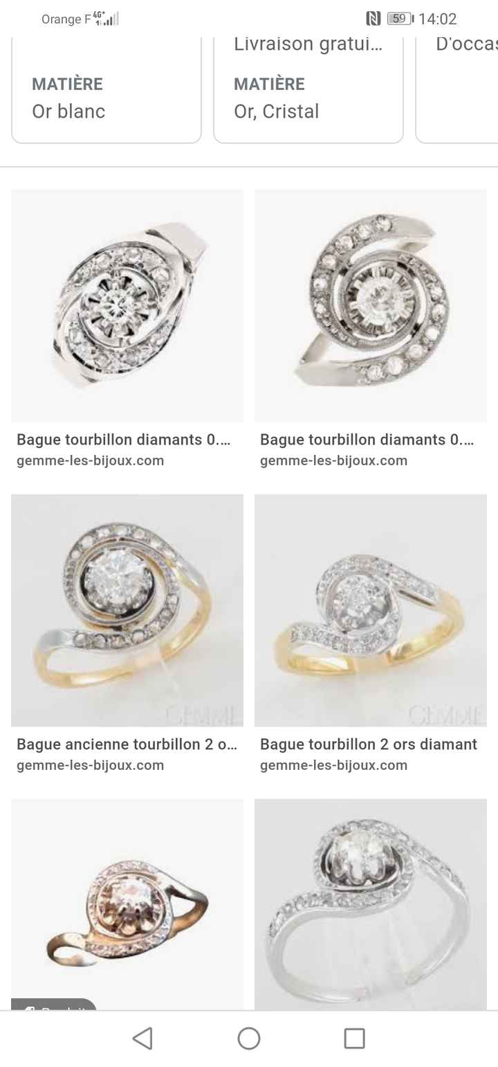 Recherche bague de fiançailles "tourbillon" 10