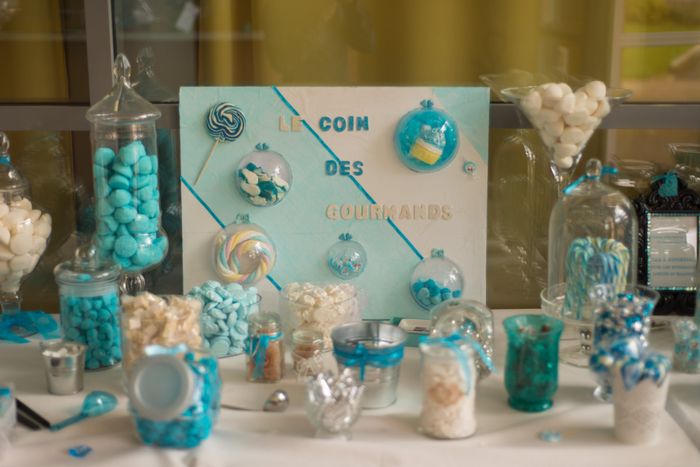 candy bar - bonbons bleus et blancs
