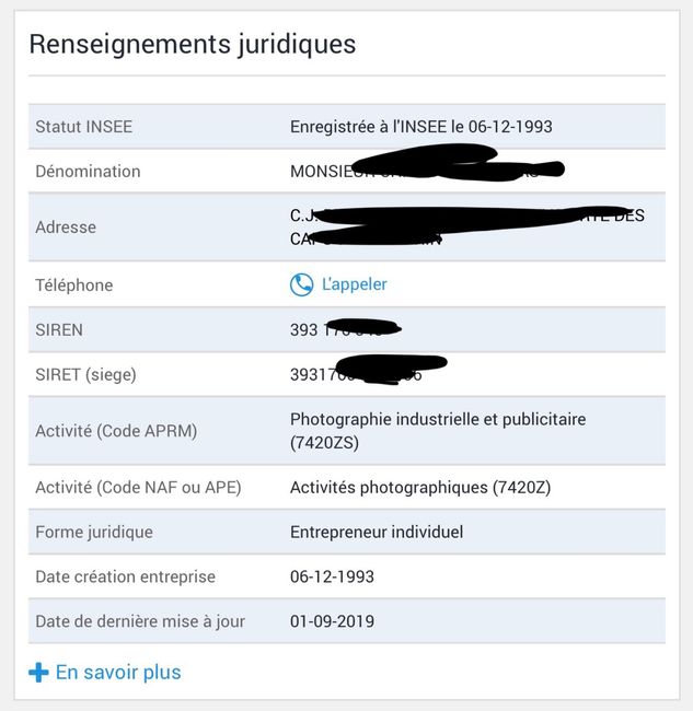 Photographe non inscrit au rcs 1