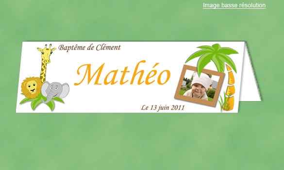 Porte nom table des enfants