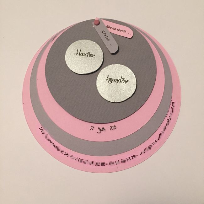 Nos faire part sur le thème rose et gris