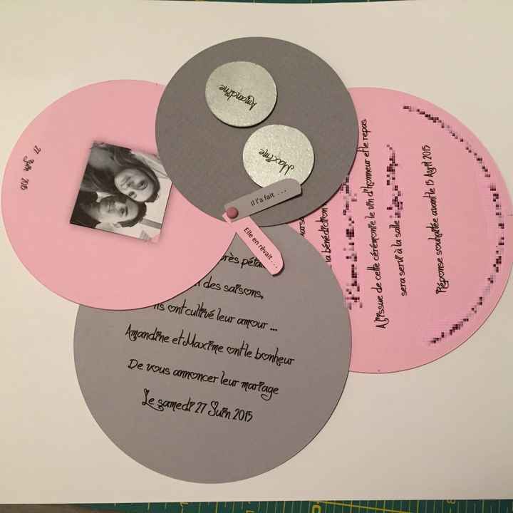 Nos faire part, thème rose et gris