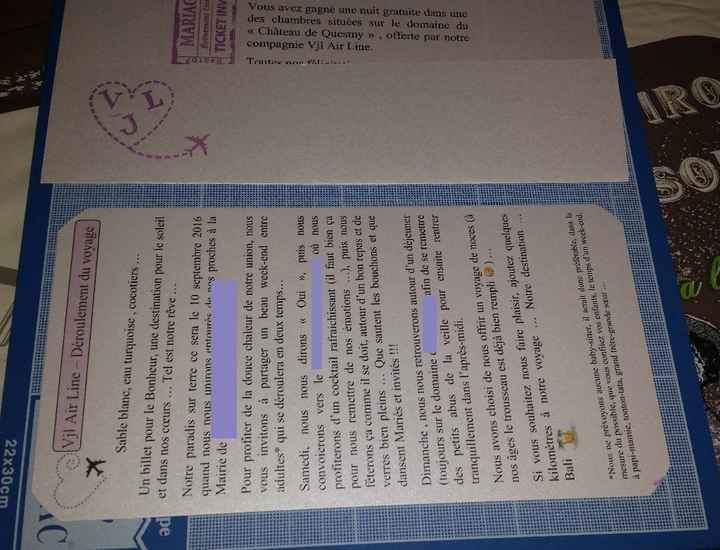 Dos du boarding passe avec déroulement du weekend 