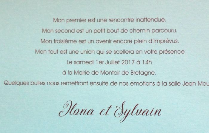 intérieur du faire part