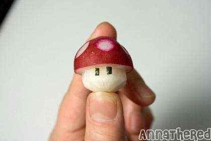 Et, juste pour décorer un peu, des radis "champignon de Mario"