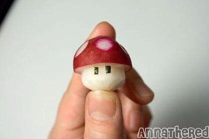 Et, juste pour décorer un peu, des radis "champignon de Mario"