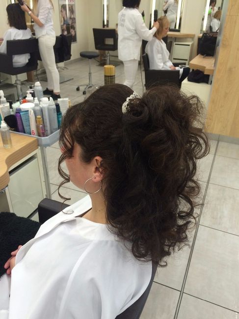 Essai coiffure, de profil (ma témouine trouve que je ressemble à Miss Fine, la Nounou d'Enfer !!)