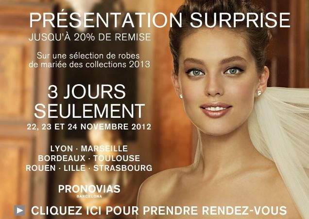 Jusqu'à -20% sur les robes pronovias