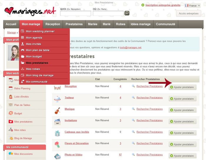 Comment ajouter un prestataire non-inscrit sur mariages.net ?