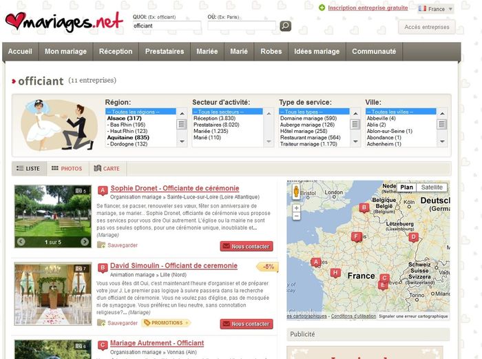 Officiants de cérémonie sur mariages.net