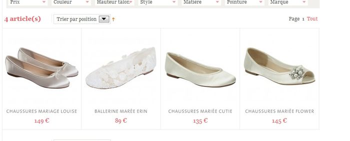 Sites et boutiques de ballerines de mariage