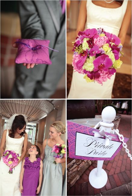 Mariage fushia gris clair blanc !