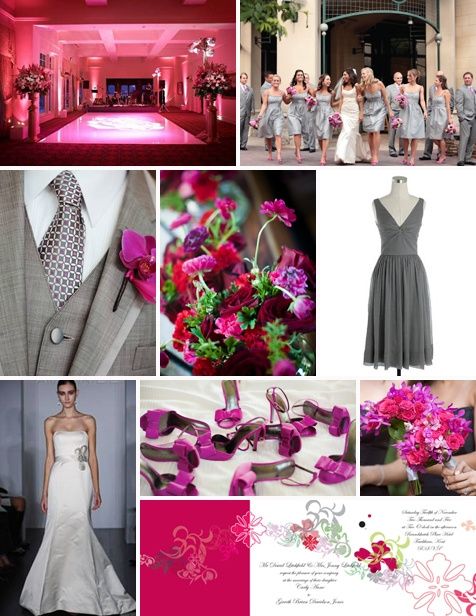 Mariage fushia gris clair blanc !