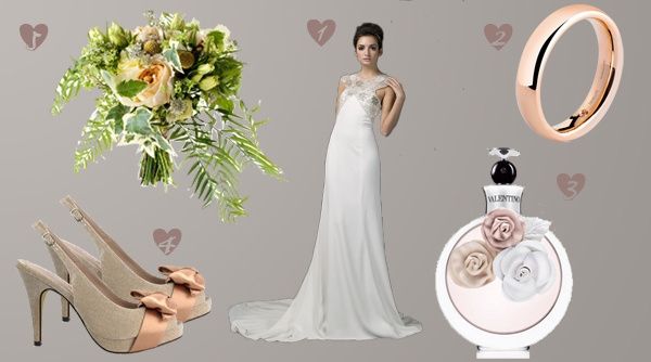 Look de novia inspirado en el oro rosa