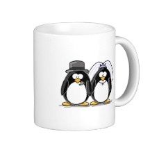 Tasses pingouins mariés