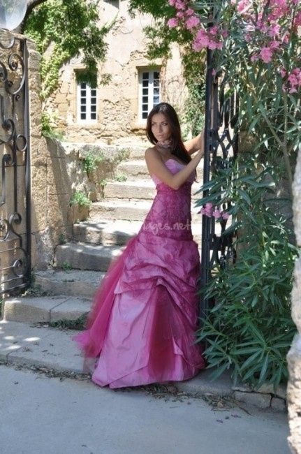 Robe de mariée fuschia