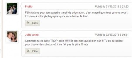 Citez sous les reportages de mariage