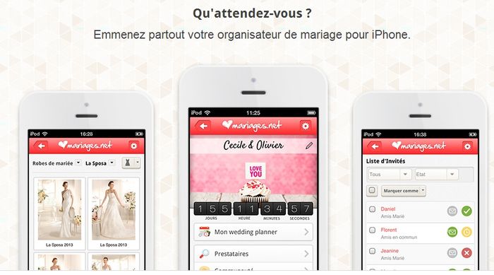 Avez-vous remarqué que depuis hier après-midi vous recevez une alerte sur l'appli de mariages.net po