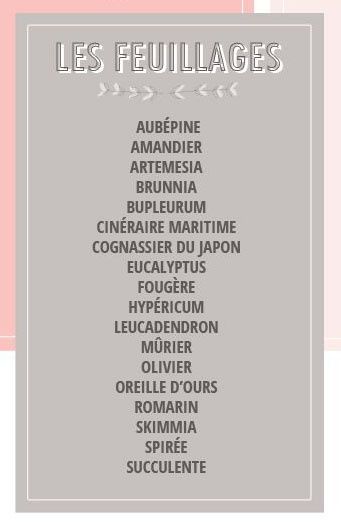 Liste feuillages