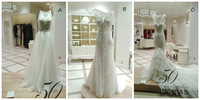 A, B ou C ? Vitrine magasin Pronovias Barcelone