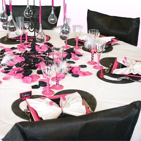 Inspiration mariage noir fuschia et blanc