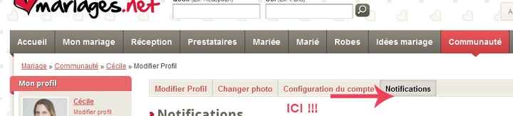 Cliquez sur notifications