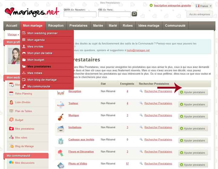 Comment ajouter un prestataire non-inscrit sur mariages.net ?