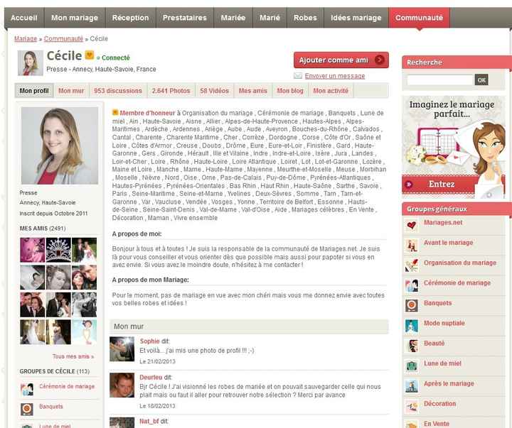 Qu'est-ce que vous aimez et qu'est-ce que vous n'aimez pas de votre page de profil sur mariages.net 