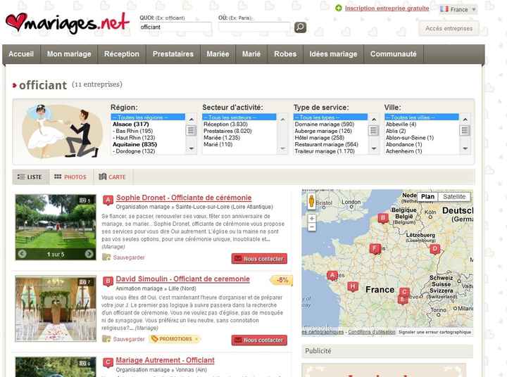 Officiants de cérémonie sur mariages.net