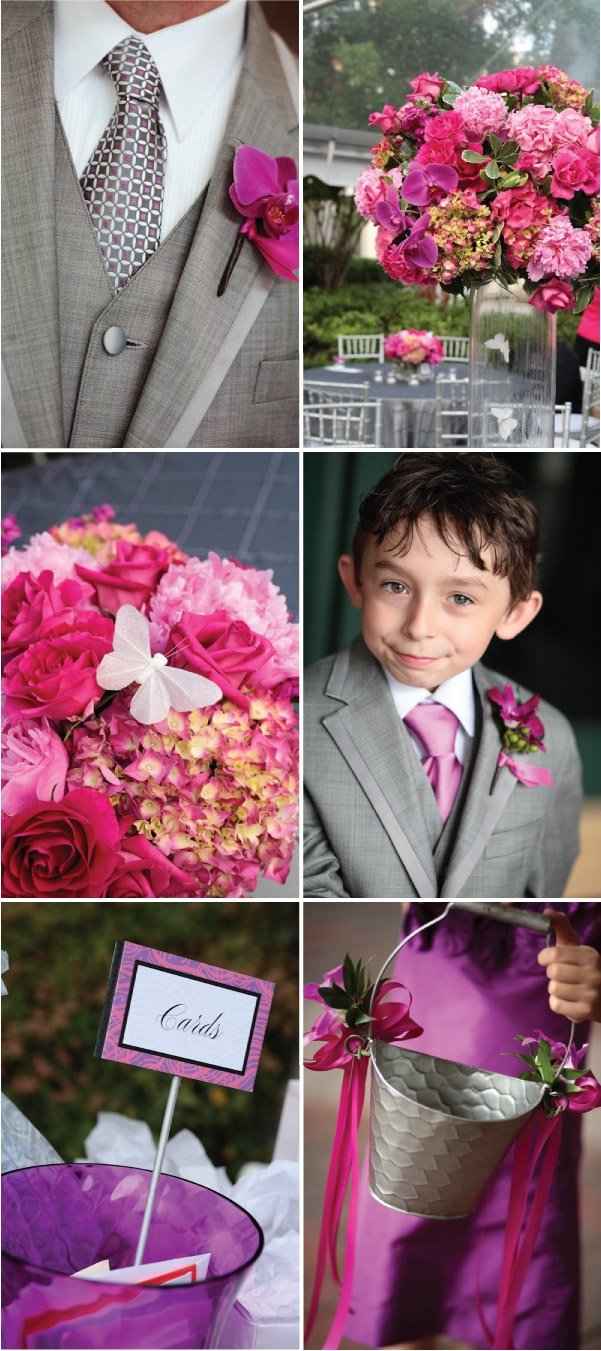 Mariage fushia gris clair blanc !