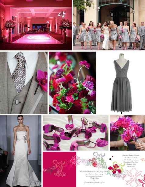 Mariage fushia gris clair blanc !
