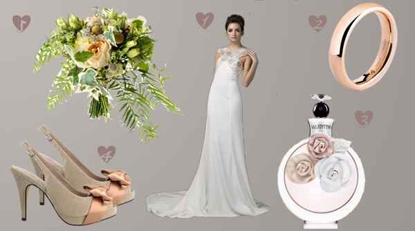 Look de novia inspirado en el oro rosa