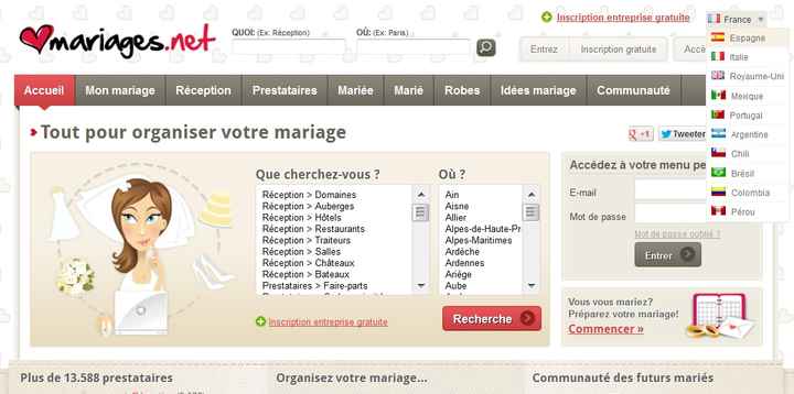 Mariages.net à l'étranger