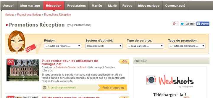 Promotions mariages.net