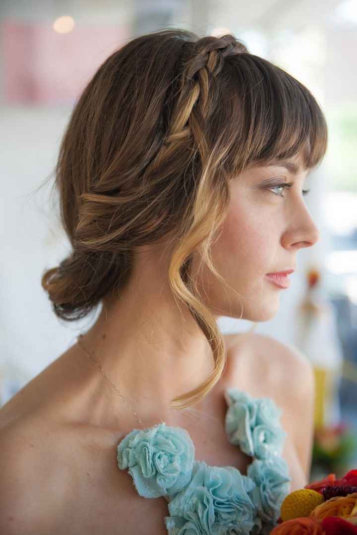 Coiffure de mariée avec frange