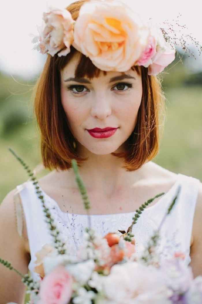 Coiffure de mariée avec frange