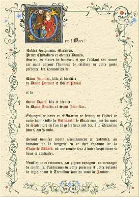 Faire part medieval