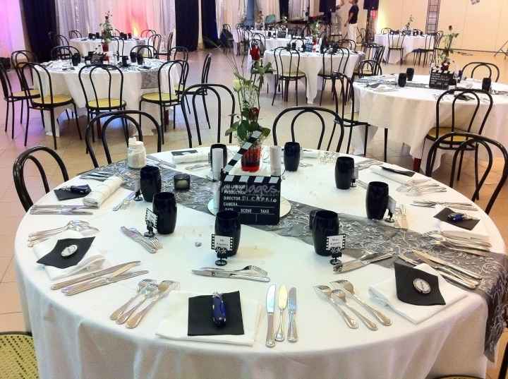 Idee de deco de table pour un mariage sur le theme du cinema