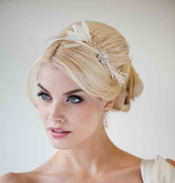 Headband plume et strass